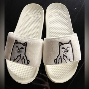 New ripndip glow in the dark white sandals with fur